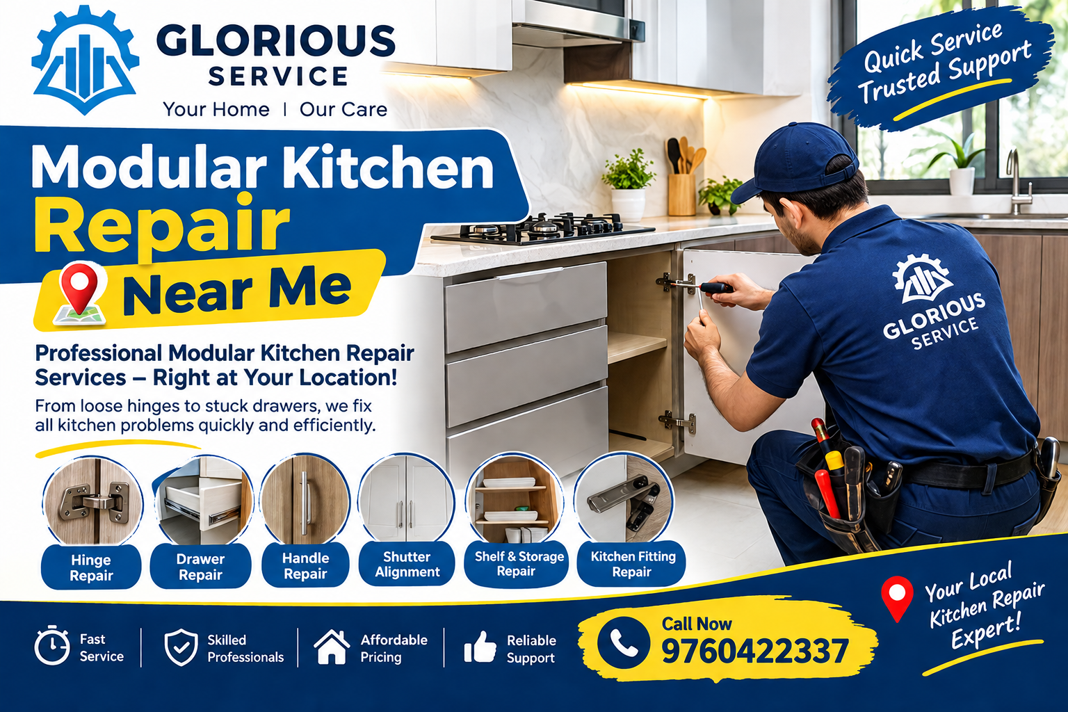 Modular Kitchen Repair Near Me | Glorious Seevice | Call - 9760422337